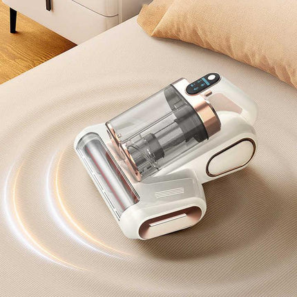 LF-LP018 White Cordless Mite Vacuum Cleaner with LED Display - Powerful 120W Cleaning.