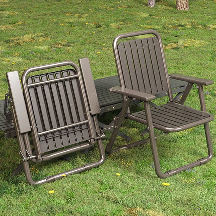 Coffee Portable Folding Chair - Outdoor Beach and Camping Recliner.