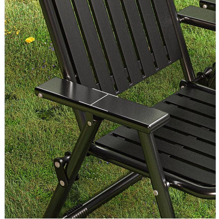 Black Portable Folding Chair - Outdoor Beach and Camping Recliner.