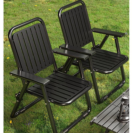Black Portable Folding Chair - Outdoor Beach and Camping Recliner.