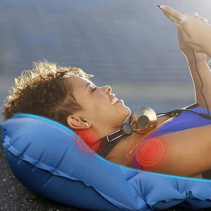 Grey Portable Outdoor Inflatable Mat - Foot-Operated Camping Sleeping Pad.