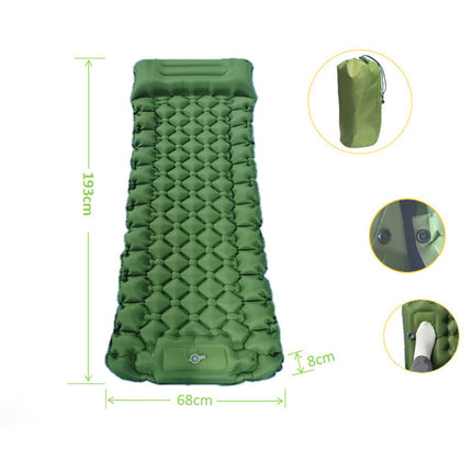 Grey Portable Outdoor Inflatable Mat - Foot-Operated Camping Sleeping Pad.