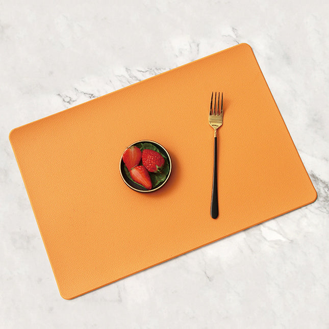 5 PCS Orange Nordic Style Leather Placemat - Anti-Slip, Heat-Resistant Table Mat 30cm x 45cm.