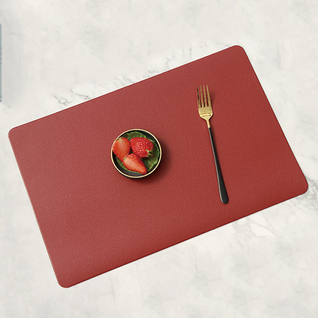 5 PCS Red Nordic Style Leather Placemat - Anti-Slip, Heat-Resistant Table Mat 30cm x 45cm.