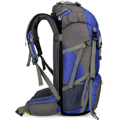 Black 36-55L Outdoor Hiking Backpack - Durable Water Resistant Travel Bag for Trekking, Camping, and Adventure.