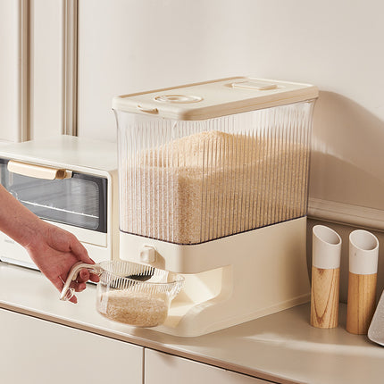 Regular Amber Blue Smart Kitchen Rice Dispenser - Automatic Press-Style Rice Storage Bin.