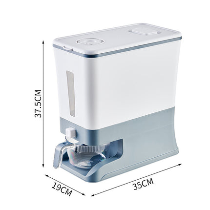 Regular Gray Smart Kitchen Rice Dispenser - Automatic Press-Style Rice Storage Bin.