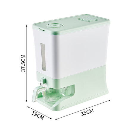 Regular Apple Green Smart Kitchen Rice Dispenser - Automatic Press-Style Rice Storage Bin.