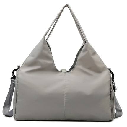 Grey Stylish Women's Travel Bag - Large-Capacity Fitness & Yoga Bag with Separate Shoe Compartment.