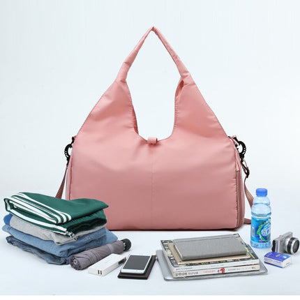 Grey Stylish Women's Travel Bag - Large-Capacity Fitness & Yoga Bag with Separate Shoe Compartment.