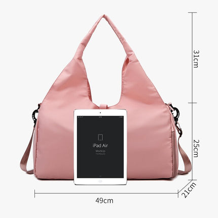 Grey Stylish Women's Travel Bag - Large-Capacity Fitness & Yoga Bag with Separate Shoe Compartment.