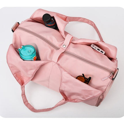 Grey Stylish Women's Travel Bag - Large-Capacity Fitness & Yoga Bag with Separate Shoe Compartment.
