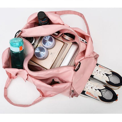 Grey Stylish Women's Travel Bag - Large-Capacity Fitness & Yoga Bag with Separate Shoe Compartment.