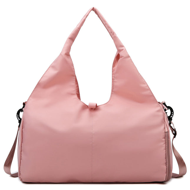 Pink Stylish Women's Travel Bag - Large-Capacity Fitness & Yoga Bag with Separate Shoe Compartment.