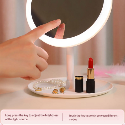 3PCS LED Makeup Mirror with Lights - Portable Tabletop Vanity Mirror, INS Style, Pink.