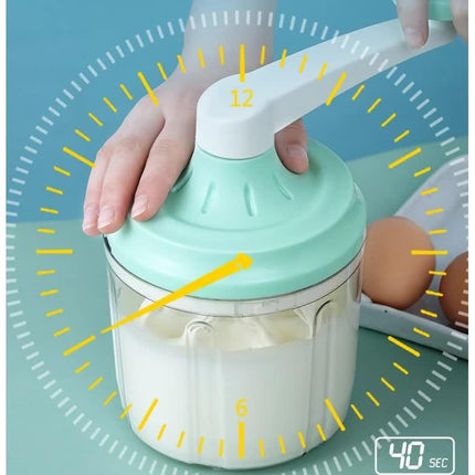 Manual Rotary Egg Beater & Cream Whisk 1200ml - Hand Crank Kitchen Mixer for Baking - Durable ABS Material Green.