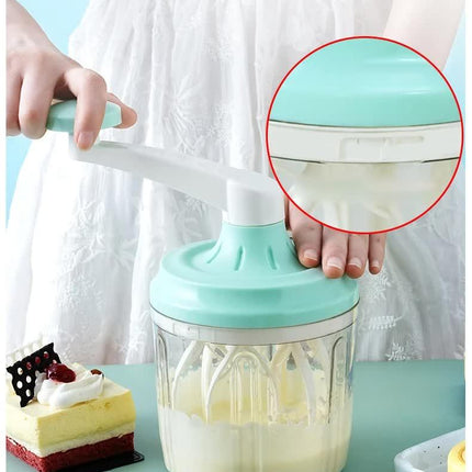 Manual Rotary Egg Beater & Cream Whisk 1200ml - Hand Crank Kitchen Mixer for Baking - Durable ABS Material Green.