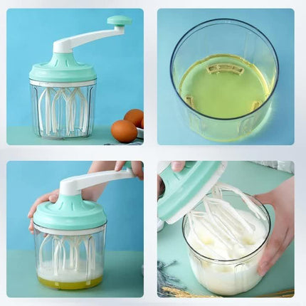 Manual Rotary Egg Beater & Cream Whisk 1200ml - Hand Crank Kitchen Mixer for Baking - Durable ABS Material Green.