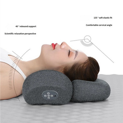 USB-Powered Memory Foam Neck Pillow, Electric Cervical Neck Massage Pillow with 15-Minute Timer - Ergonomic Contoured Sleep Aid Cushion.