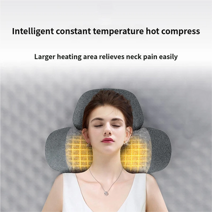 USB-Powered Memory Foam Neck Pillow, Electric Cervical Neck Massage Pillow with 15-Minute Timer - Ergonomic Contoured Sleep Aid Cushion.