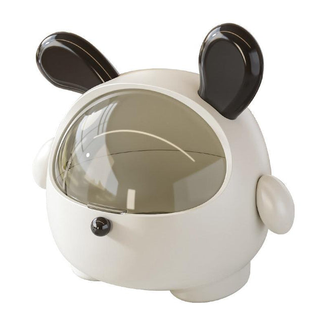 2PCS Black-Eared Cute Puppy Desktop Bin with Lid - Mini Trash Can & Storage Organiser - Kawaii Office Decor for Vanity & Home Office.