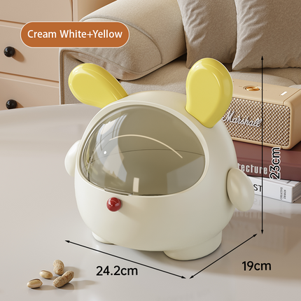 2PCS Yellow-Eared Cute Puppy Desktop Bin with Lid - Mini Trash Can & Storage Organiser - Kawaii Office Decor for Vanity & Home Office.