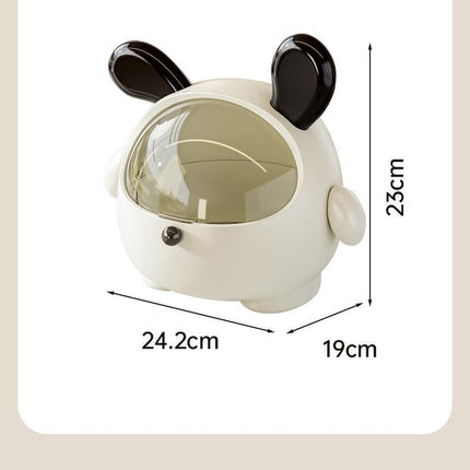 2PCS Pink + Rose red with polka dot Cute Puppy Desktop Bin with Lid - Mini Trash Can & Storage Organiser - Kawaii Office Decor for Vanity & Home Office.
