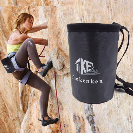 2PCS Black Professional Rock Climbing Gear Bag - 840D Heavy Duty Oxford Cloth Waist Pouch for Mountaineering, Bouldering, and Outdoor Equipment Storage.