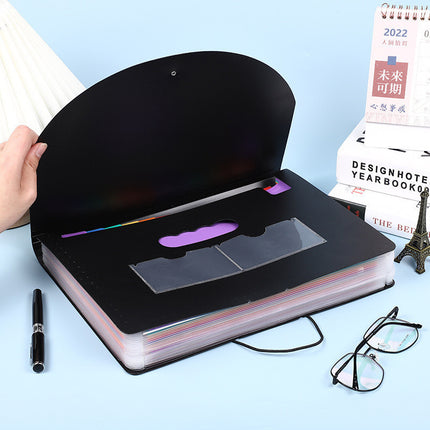 2 PCS A4 Expanding File Folder with Rainbow Interior - 13 Pockets Portable Document Organizer, Accordion Style Business and School File Bag with Elastic Cord Closure.