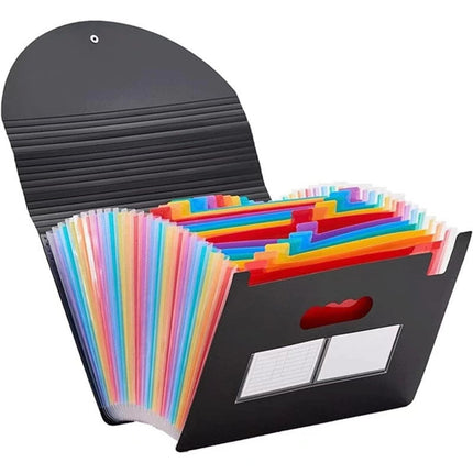 2 PCS A4 Expanding File Folder with Rainbow Interior - 25 Pockets Portable Document Organizer, Accordion Style Business and School File Bag with Elastic Cord Closure.