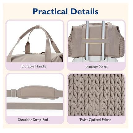 Black Large Quilted Diaper Bag Tote - Multi-functional Travel Baby Bag with Changing Pad and Pacifier Pouch - Stylish Hospital Bag for Labor and Delivery.