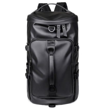 Black Large Capacity Men's Travel Backpack with Shoe Compartment - Water-Resistant Coated Fabric Business Weekender Bag - Casual Duffel Backpack with Dry-Wet Separation for Gym, Hiking, and 14-Inch Laptop.