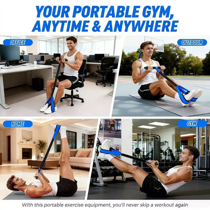 Yellow Multifunctional Pedal Resistance Band - Home Fitness Sit-up Assistant with Foot Pedals and Elastic Pull Rope - Full Body Workout Equipment for Abs, Arms, Legs and Glutes.