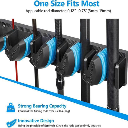 2 Sets Vertical Wall Mounted Fishing Rod Rack - 9-Slot Fishing Pole Holder for Garage, Professional Space-Saving Fishing Gear Storage Organizer with Soft Grip Pads.