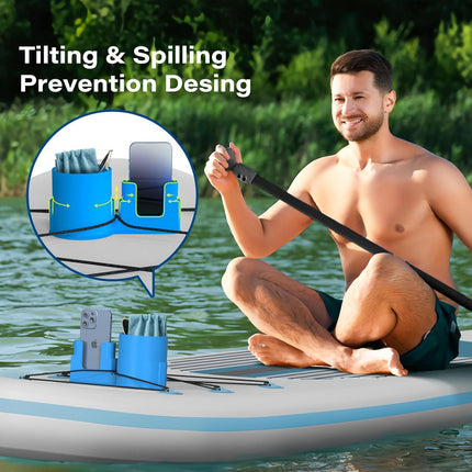 4 PCS Professional Paddle Board Cup Holder and Phone Mount - Universal SUP Kayak Beverage Station with Anti-Spill Design - Multi-Functional Water Sports Accessory for Bungee Deck Rigging.
