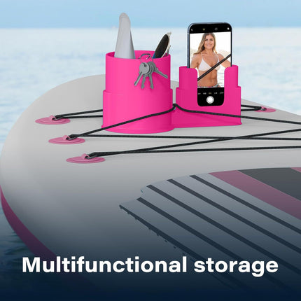 4 PCS Professional Paddle Board Cup Holder and Phone Mount - Universal SUP Kayak Beverage Station with Anti-Spill Design - Multi-Functional Water Sports Accessory for Bungee Deck Rigging.