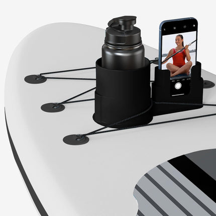 4 PCS Professional Paddle Board Cup Holder and Phone Mount - Universal SUP Kayak Beverage Station with Anti-Spill Design - Multi-Functional Water Sports Accessory for Bungee Deck Rigging.