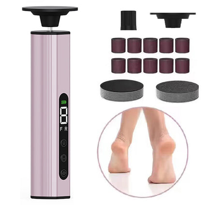Rose Gold Professional 2-in-1 Electric Foot Callus Remover and Manicure Kit - 9 Speeds Rechargeable Electronic Foot File with LCD Display - Professional Pedicure Tool for Dead Skin and Nail Care.