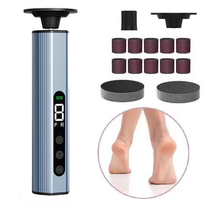 Blue Professional 2-in-1 Electric Foot Callus Remover and Manicure Kit - 9 Speeds Rechargeable Electronic Foot File with LCD Display - Professional Pedicure Tool for Dead Skin and Nail Care.