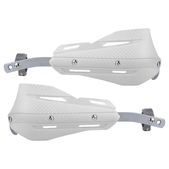 Professional Universal Motorcycle Handguards for Honda CC110 Cross Cub - Heavy Duty Aluminum Alloy Anti-Collision Brush Guards, Carbon Fiber Style Handlebar Protectors for Dirt Bikes and Off-Road Motorcycles - 1 Pair—White.