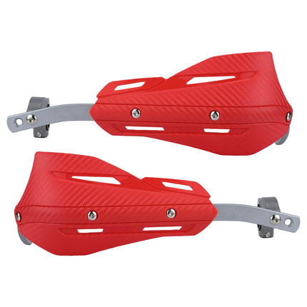 Professional Universal Motorcycle Handguards for Honda CC110 Cross Cub - Heavy Duty Aluminum Alloy Anti-Collision Brush Guards, Carbon Fiber Style Handlebar Protectors for Dirt Bikes and Off-Road Motorcycles - 1 Pair—Red.