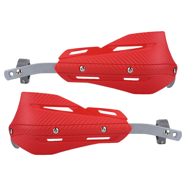 Professional Universal Motorcycle Handguards for Honda CC110 Cross Cub - Heavy Duty Aluminum Alloy Anti-Collision Brush Guards, Carbon Fiber Style Handlebar Protectors for Dirt Bikes and Off-Road Motorcycles - 1 Pair—Red.