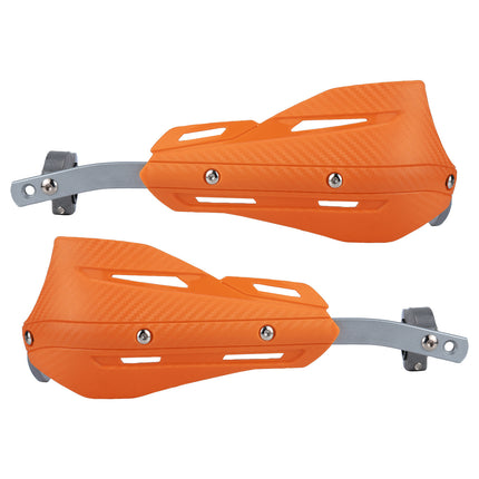 Professional Universal Motorcycle Handguards for Honda CC110 Cross Cub - Heavy Duty Aluminum Alloy Anti-Collision Brush Guards, Carbon Fiber Style Handlebar Protectors for Dirt Bikes and Off-Road Motorcycles - 1 Pair—Orange.