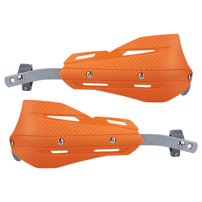 Professional Universal Motorcycle Handguards for Honda CC110 Cross Cub - Heavy Duty Aluminum Alloy Anti-Collision Brush Guards, Carbon Fiber Style Handlebar Protectors for Dirt Bikes and Off-Road Motorcycles - 1 Pair—Orange.