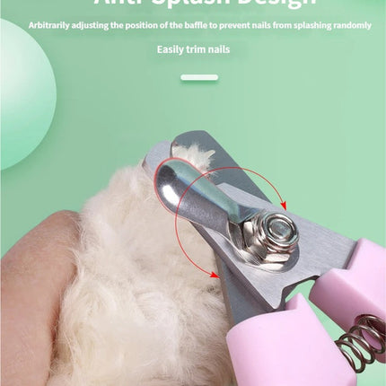 3 PCS Green Professional Pet Nail Clippers for Dogs and Cats - Sharp Stainless Steel Blades with Safety Guard and Anti-Splash Baffle - Ergonomic Non-Slip Handle for Safe and Easy Grooming.
