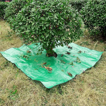 78.7 x 78.7 Inch Garden Leaf Collection Tarp with Center Hole - Waterproof PE Landscape Cleanup Mat - Heavy Duty Garden Debris Tarp for Shrub Trimming and Hedge Pruning - Green.