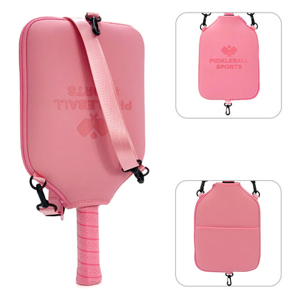 SA03 Pink Neoprene Pickleball Paddle Cover (racket not included)  - Protective Crossbody Bag with Adjustable Shoulder Strap and Fence Hook - Universal Lightweight Paddle Case for All Skill Levels.