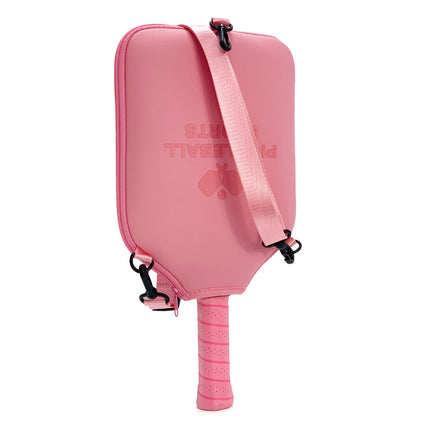 SA03 Pink Neoprene Pickleball Paddle Cover (racket not included)  - Protective Crossbody Bag with Adjustable Shoulder Strap and Fence Hook - Universal Lightweight Paddle Case for All Skill Levels.