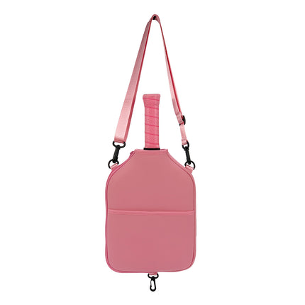 SA03 Pink Neoprene Pickleball Paddle Cover (racket not included)  - Protective Crossbody Bag with Adjustable Shoulder Strap and Fence Hook - Universal Lightweight Paddle Case for All Skill Levels.