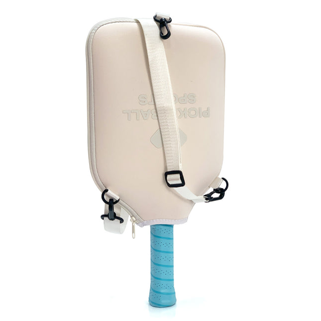 SA04 Beige Neoprene Pickleball Paddle Cover (racket not included)  - Protective Crossbody Bag with Adjustable Shoulder Strap and Fence Hook - Universal Lightweight Paddle Case for All Skill Levels.